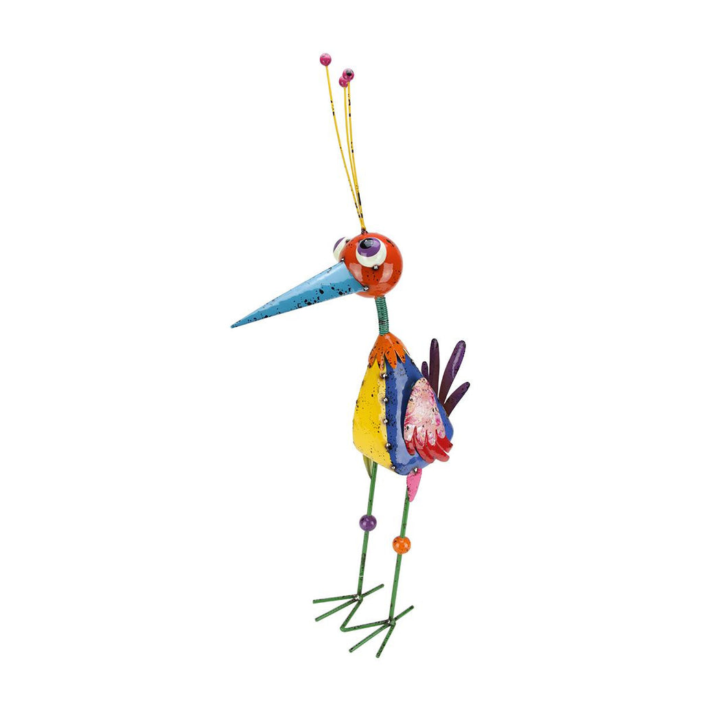 35.75" Whimsical Vibrantly Colored Bird with Wobbling Head Outdoor Garden Figure