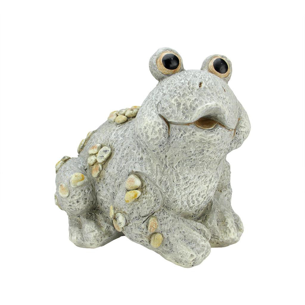 17.3" Weathered Gray Stone-Inspired Frog Outdoor Patio Garden Statue