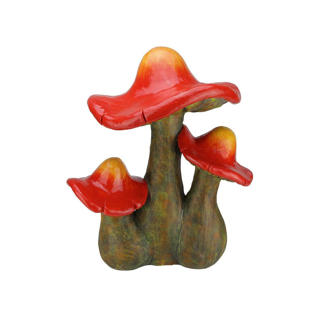 19.75" Red, Orange and Brown Wild Triple Mushroom Outdoor Patio Garden Statue