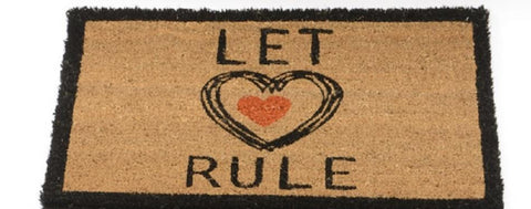 24" x 16" Basic Luxury "Let Love Rule" Brown and Black Coir Door Mat