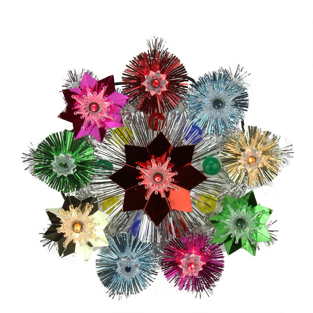 8.5" Lighted Tinsel Starburst Star Christmas Tree Topper - Multi-Color Lights