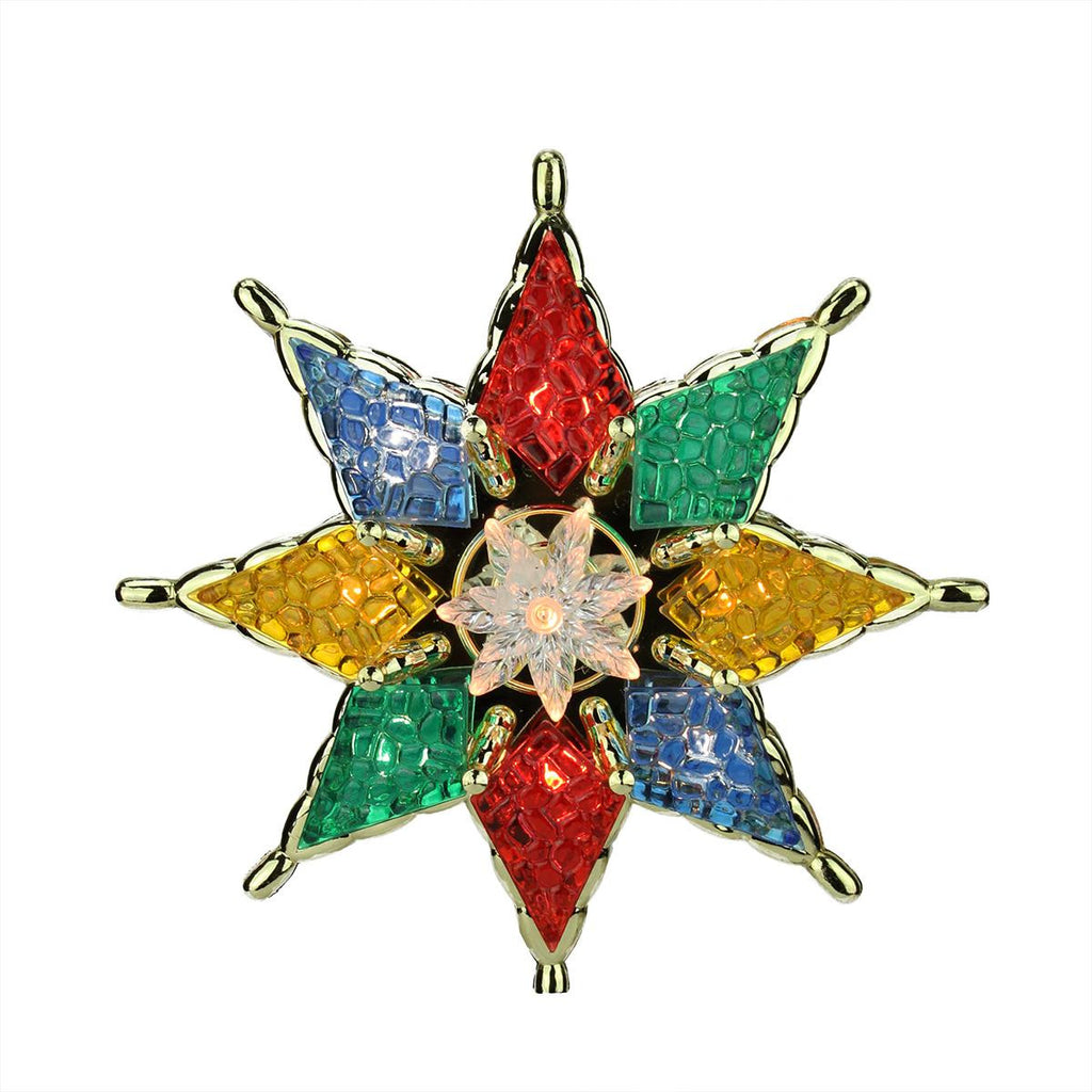 7.75" Lighted Multi-Color Mosiac Style Star Christmas Tree Topper - Clear Lights