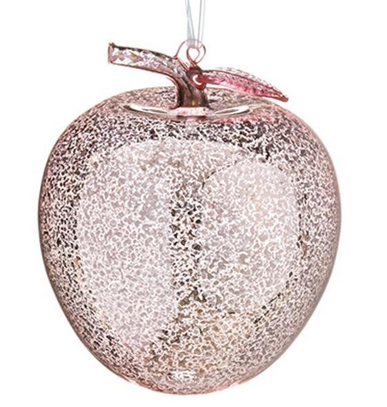 5.75" Rich Elegance Translucent Pink Apple Mercury Glass Christmas Ball Ornament