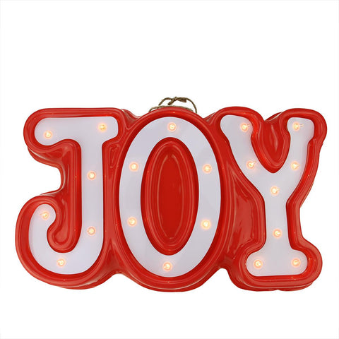 19" Lighted Red and White "JOY" Hanging Christmas Window or Wall Decoration