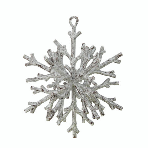 6" In the Birches White Glittered Snowflake 3-D Christmas Ornament