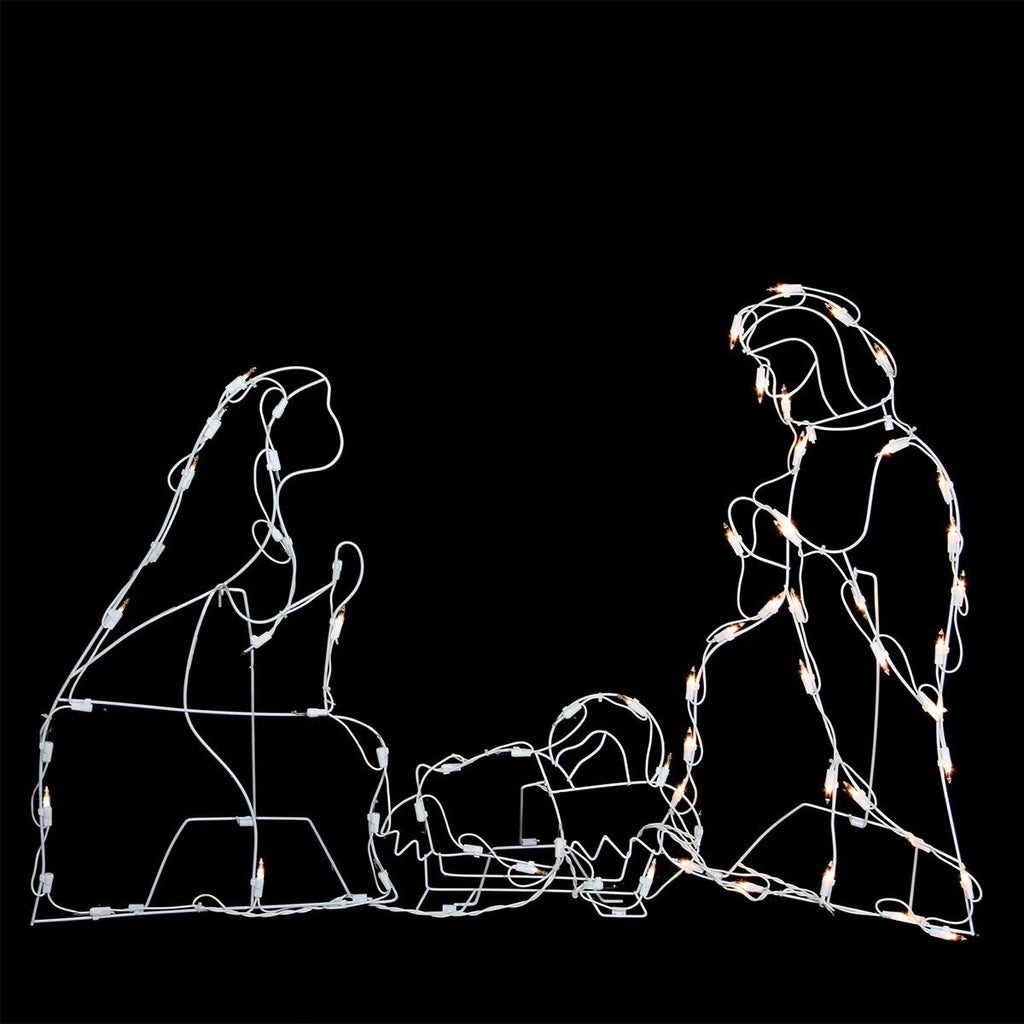 25.5" Pre-Lit White Holy Family Nativity Scene Christmas Yard Art Decoration