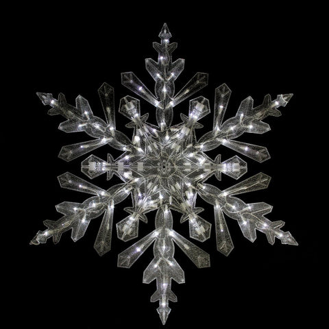 48" Twinkling Cool White LED Lighted Translucent Snowflake Christmas Yard Art