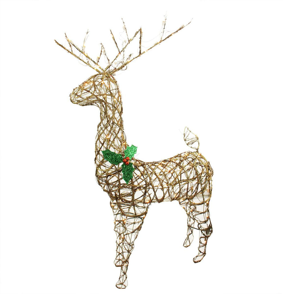 57" Standing Grapevine Reindeer Lighted Christmas Yard Art Decoration - Clear Lights