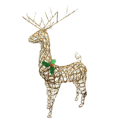 57" Standing Grapevine Reindeer Lighted Christmas Yard Art Decoration - Clear Lights