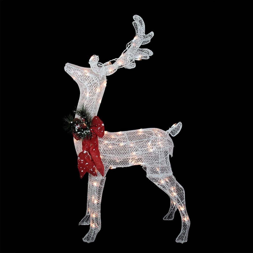 48" Sparkling White Reindeer Lighted Christmas Yard Art Decoration