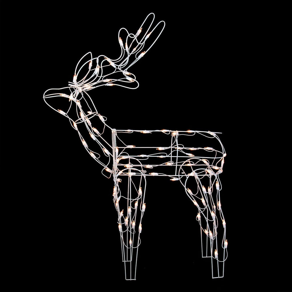 46" White Standing Reindeer Lighted Christmas Yard Art Decoration