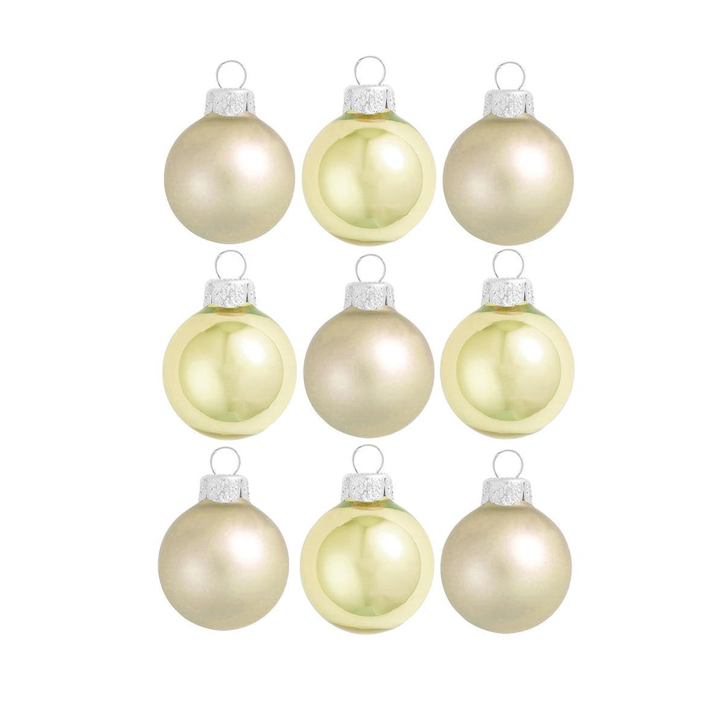 9ct Matte and Pearl Light Gold Glass Ball Christmas Ornaments 2" (50mm)