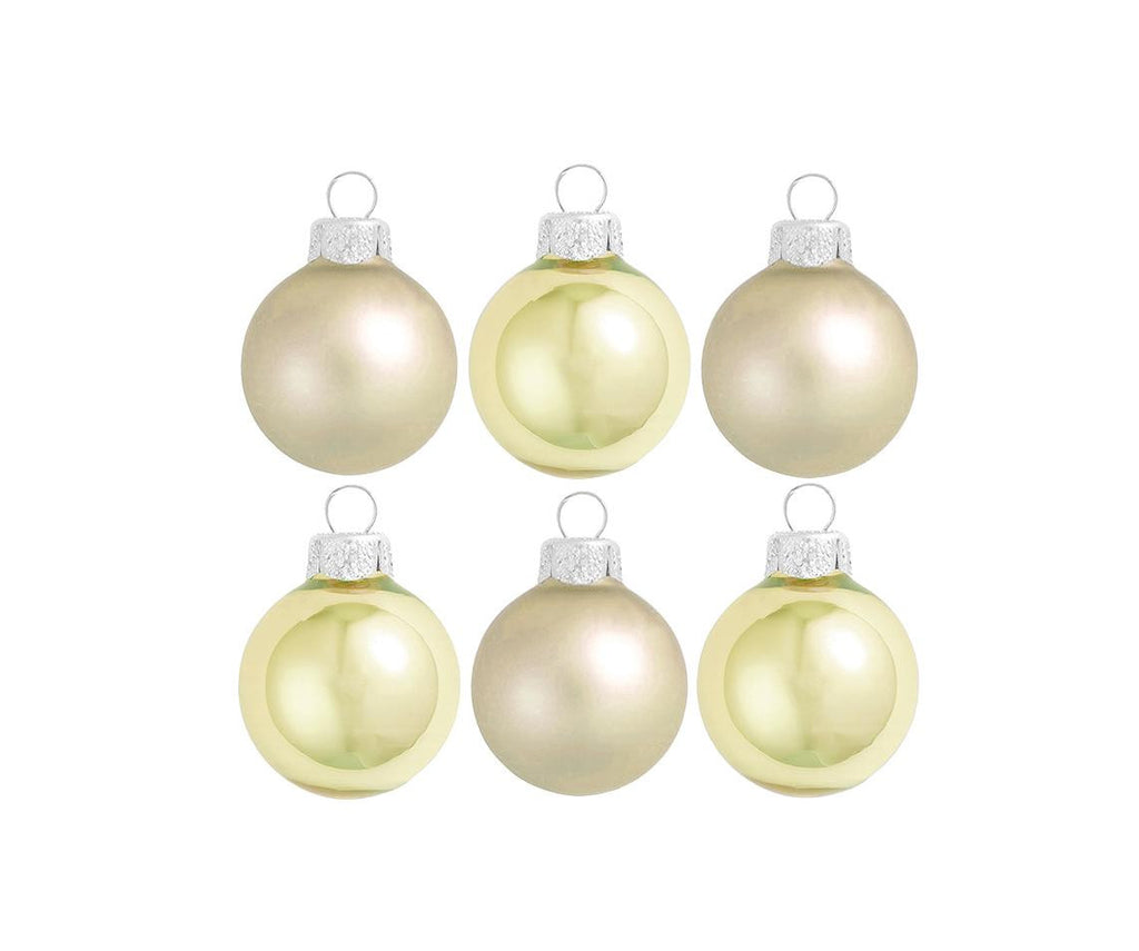 6ct Matte and Pearl Light Gold Glass Ball Christmas Ornaments 2.5" (65mm)