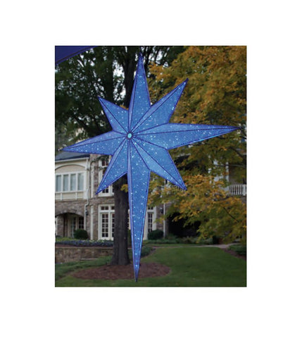 72" LED Lighted Blue and Silver Moravian Star Commercial Hanging Christmas Light Decoration