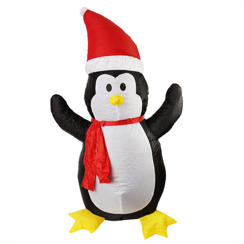 4' Inflatable Lighted Penguin with Santa Hat Christmas Yard Art Decoration