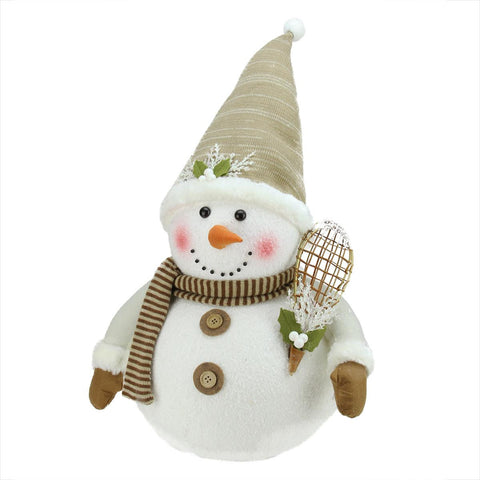 20" Alpine Chic Snowman with Snow Shoes and Mistletoe Christmas Decoration