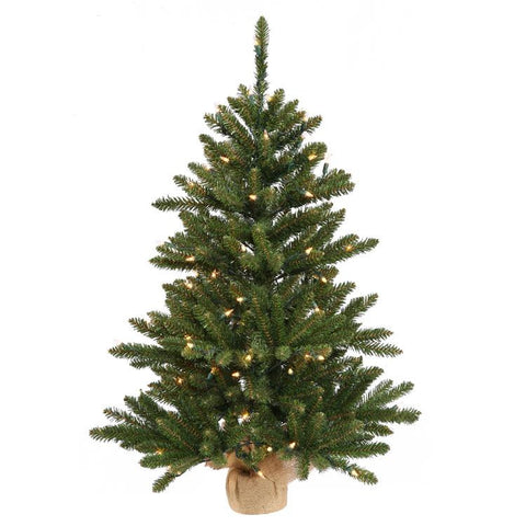 3' Pre-Lit Anoka Pine Artificial Christmas Tree with Burlap Base - Clear Lights