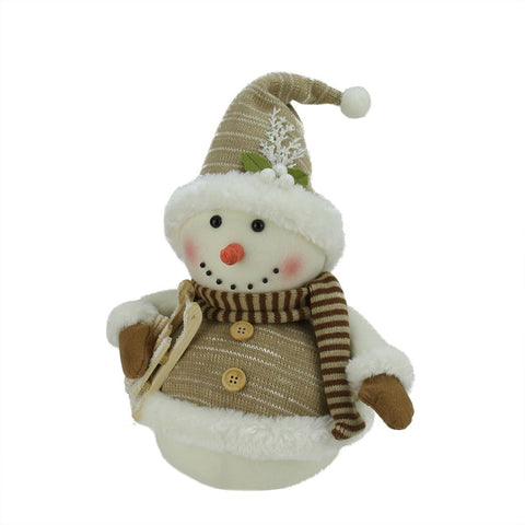 16" Alpine Chic Snowman with Sled and Mistletoe Christmas Decoration