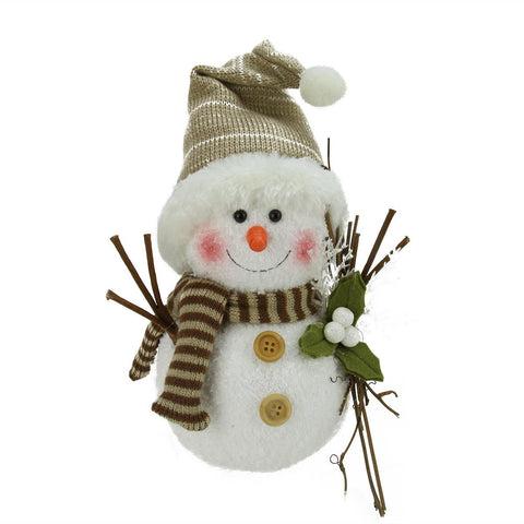 10" Alpine Chic Snowman with Twigs and Mistletoe Christmas Decoration