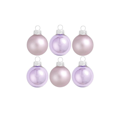 6ct Matte and Pearl Lavender Purple Glass Ball Christmas Ornaments 2.5" (65mm)