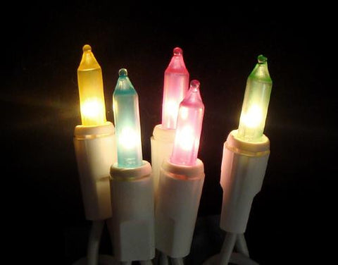 Set of 50 Multi-Color Pastel Easter Spring Mini Christmas Lights 2.5" Spacing - White Wire