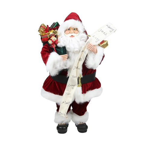 24" Standing Santa Claus with Naughty or Nice List and Bag of Presents Christmas Figure