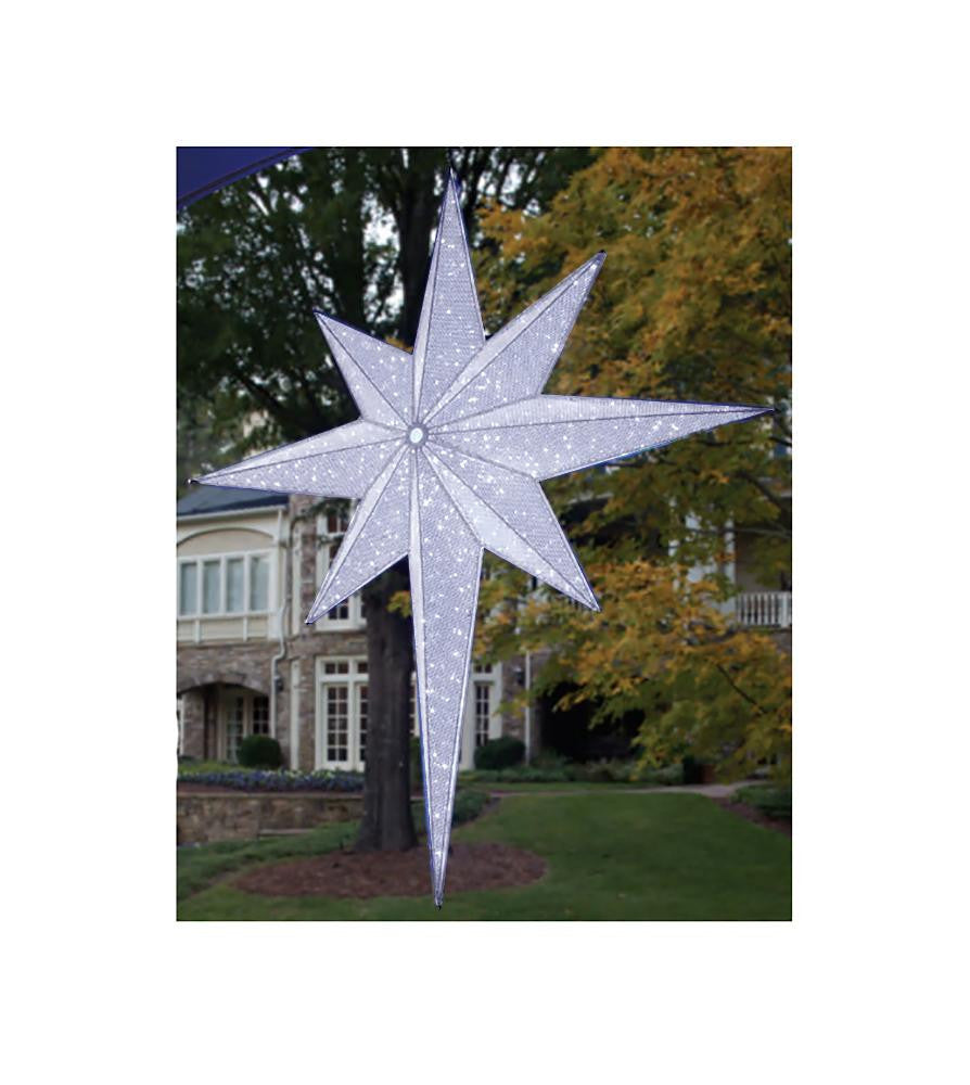 72" LED Lighted White and Silver Moravian Star Commercial Hanging Christmas Light Decoration