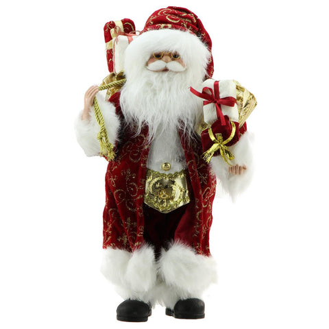 16" Standing Santa Claus in Red and Gold Robe with Gifts Christmas Figure