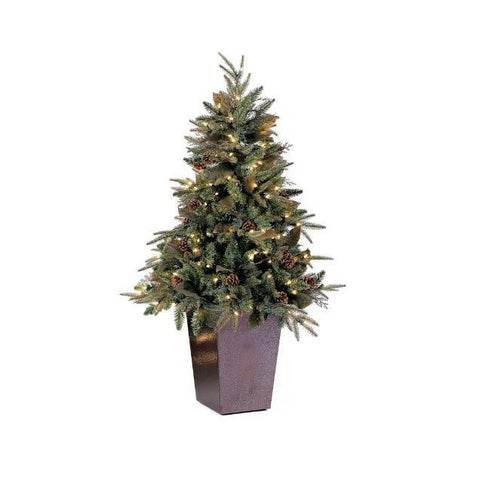 5' Potted Pre-Lit Green River Spruce Medium Artificial Christmas Tree - Clear Lights