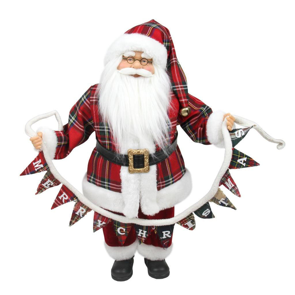 18" Santa Claus Holding a "Merry Christmas" Banner Tabletop Decoration