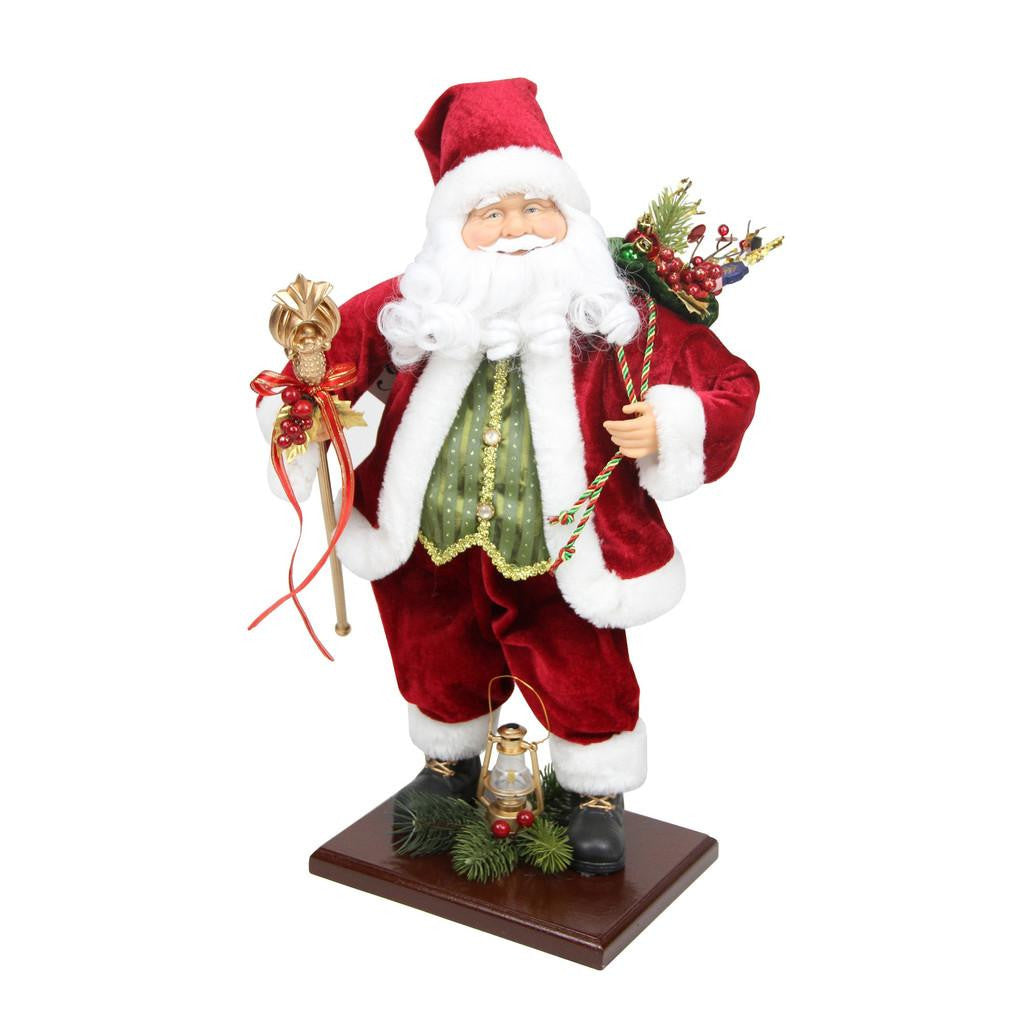 18" Santa Claus with Gift Bag and Staff Christmas Tabletop Decoration