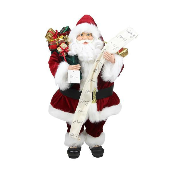 3' Standing Santa Claus with Naughty or Nice List and Bag of Presents Christmas Figure