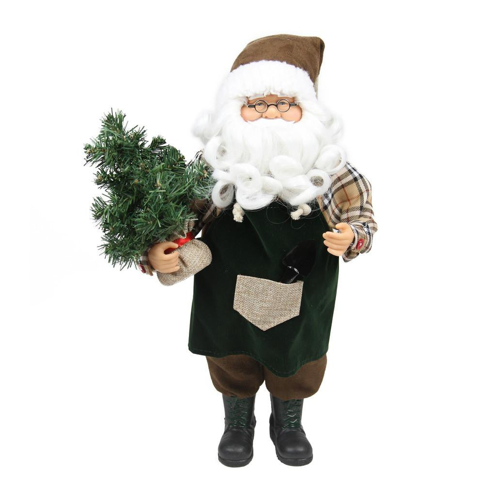 18" Gardening Santa Claus with Pine Tree Christmas Tabletop Decoration