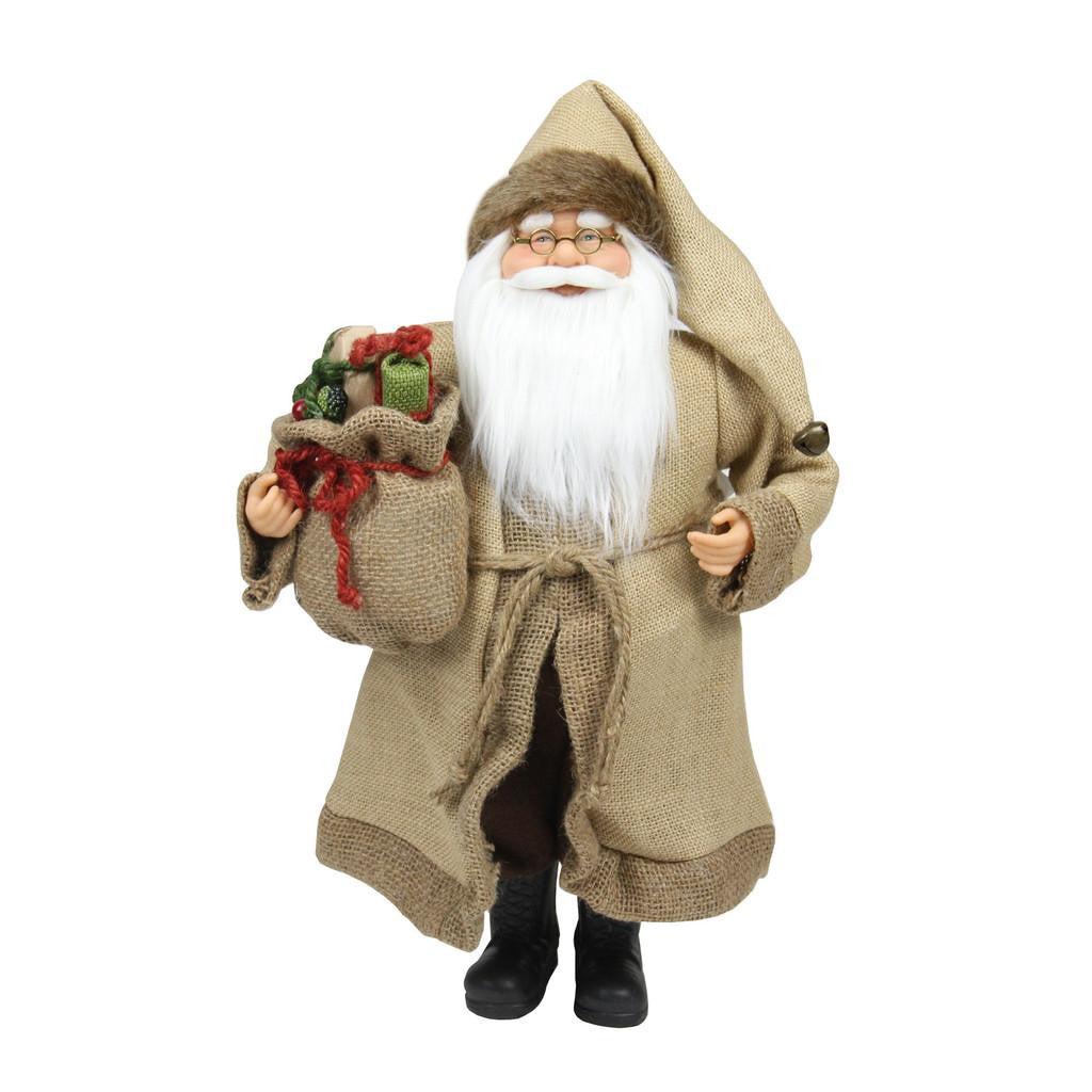 18.25" Rustic Lodge Santa Claus with Bag of Presents Christmas Decoration