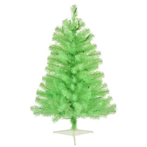 3' x 19" Pre-Lit Sparkling Chartreuse Green Artificial Christmas Tree - Green Lights