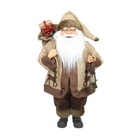 18.25" Country Rustic Santa Claus with Lantern Christmas Tabletop Decoration