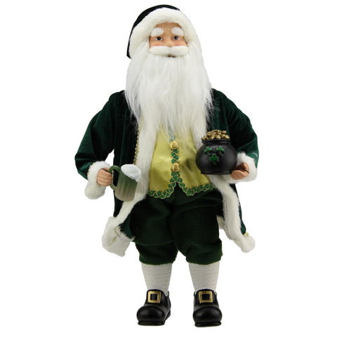 18.5" Luck of the Irish Santa Claus Holding a Beer Christmas Decoration