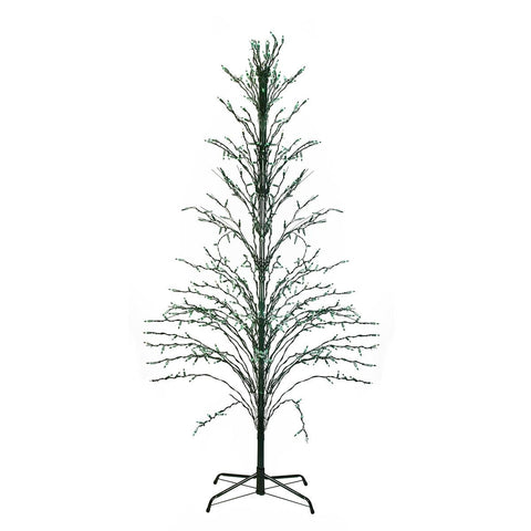 4' Green Lighted Christmas Cascade Twig Tree Outdoor Yard Art Decoration