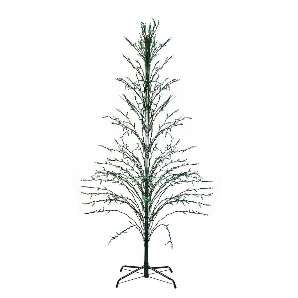 6' Green Lighted Christmas Cascade Twig Tree Outdoor Yard Art Decoration - Green Lights