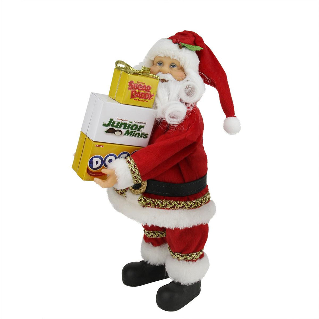 12" Santa Claus Carrying Boxes of Dots, Junior Mints, and Sugar Daddy Decoration