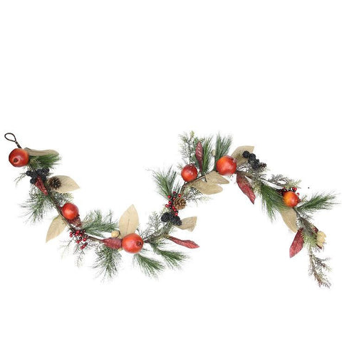 6' x 10" Autumn Harvest Mixed Pine, Berry and Nut Thanksgiving Fall Garland - Unlit