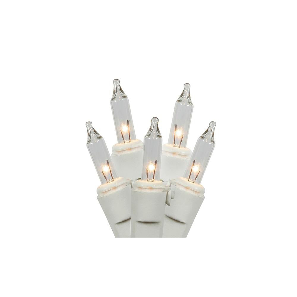 Set of 100 Clear Mini Christmas Lights 4.25" Spacing - White Wire