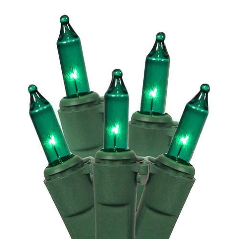 Set of 100 Teal Green Mini Christmas Lights 4.25" Spacing - Green Wire