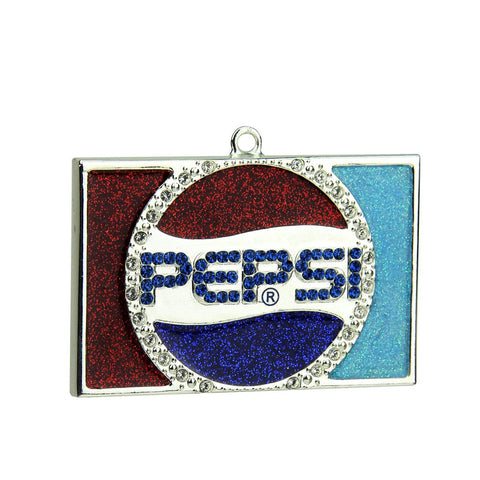 3" Decorative Silver Plated Pepsi Globe Logo Christmas Ornament with European Crystals