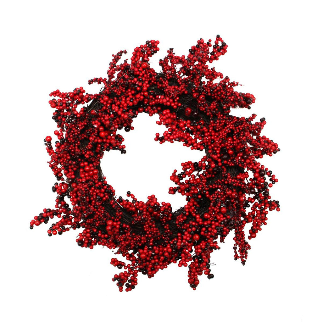 22" Decorative Artificial Burgundy Red Berry Christmas Wreath - Unlit