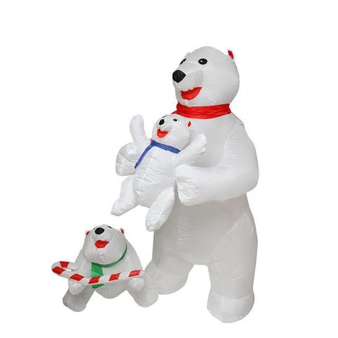 5' Inflatable Cute Polar Bear Family Lighted Christmas Yard Art Decoration