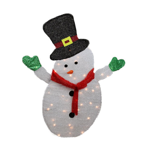 4' Lighted Winter Snowman with Top Hat Outdoor Christmas Yard Art Decoration - Clear Lights