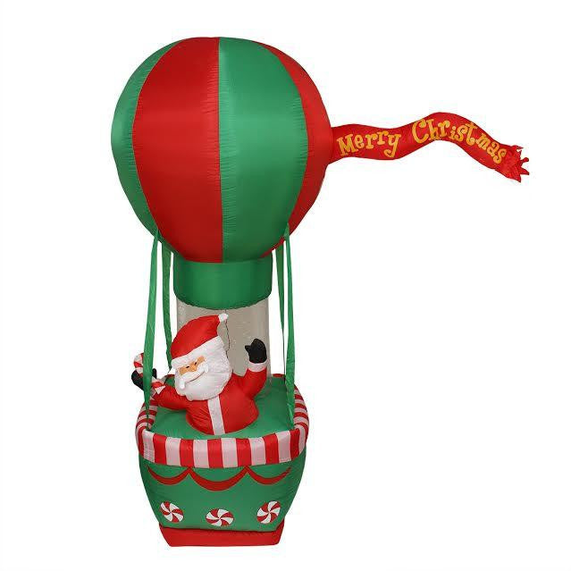 7' Inflatable Santa Claus on Hot Air Balloon Christmas Yard Art Decoration