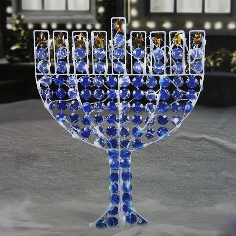 24" LED Lighted Menorah Hanukkah Yard Art Decoration - Cool White Lights