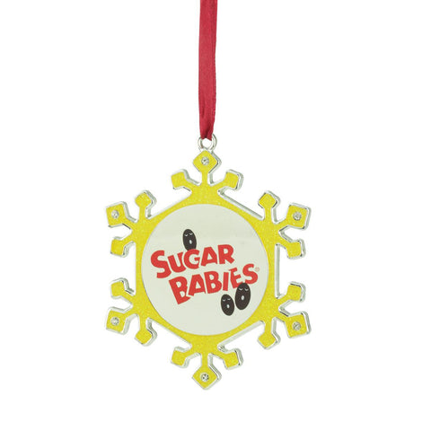 3.5" Silver Plated Snowflake Sugar Babies Candy Logo Christmas Ornament with European Crystals